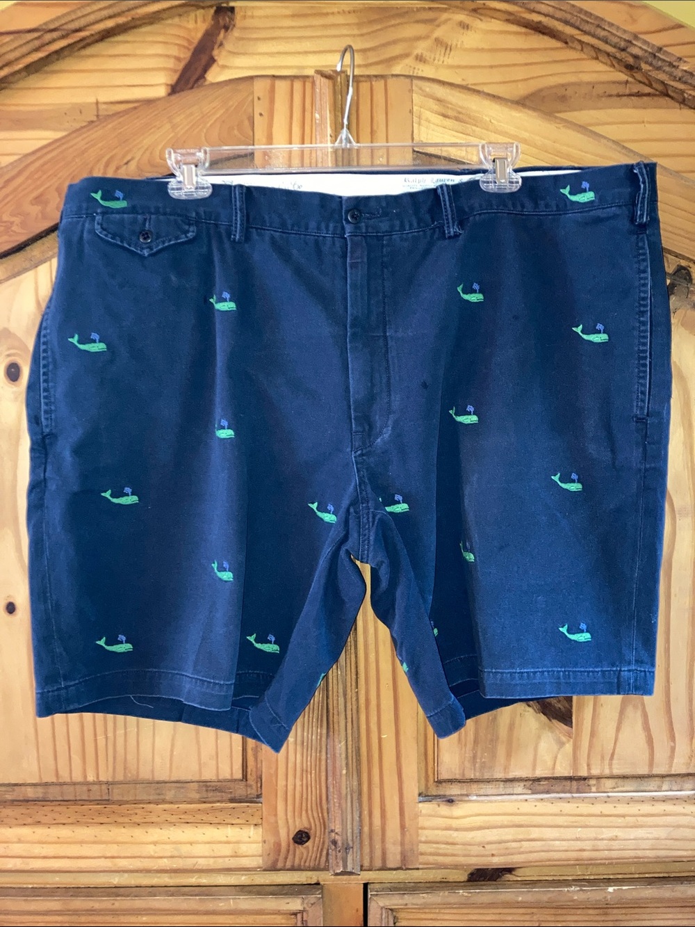 Men Polo Ralph Lauren blue embroidered green whales chino shorts size 48